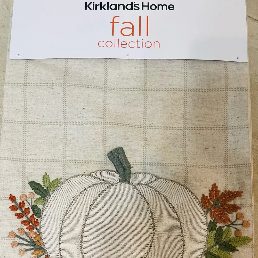 Kirkland Home Windowpane Plaid Pumpkin Table Runner